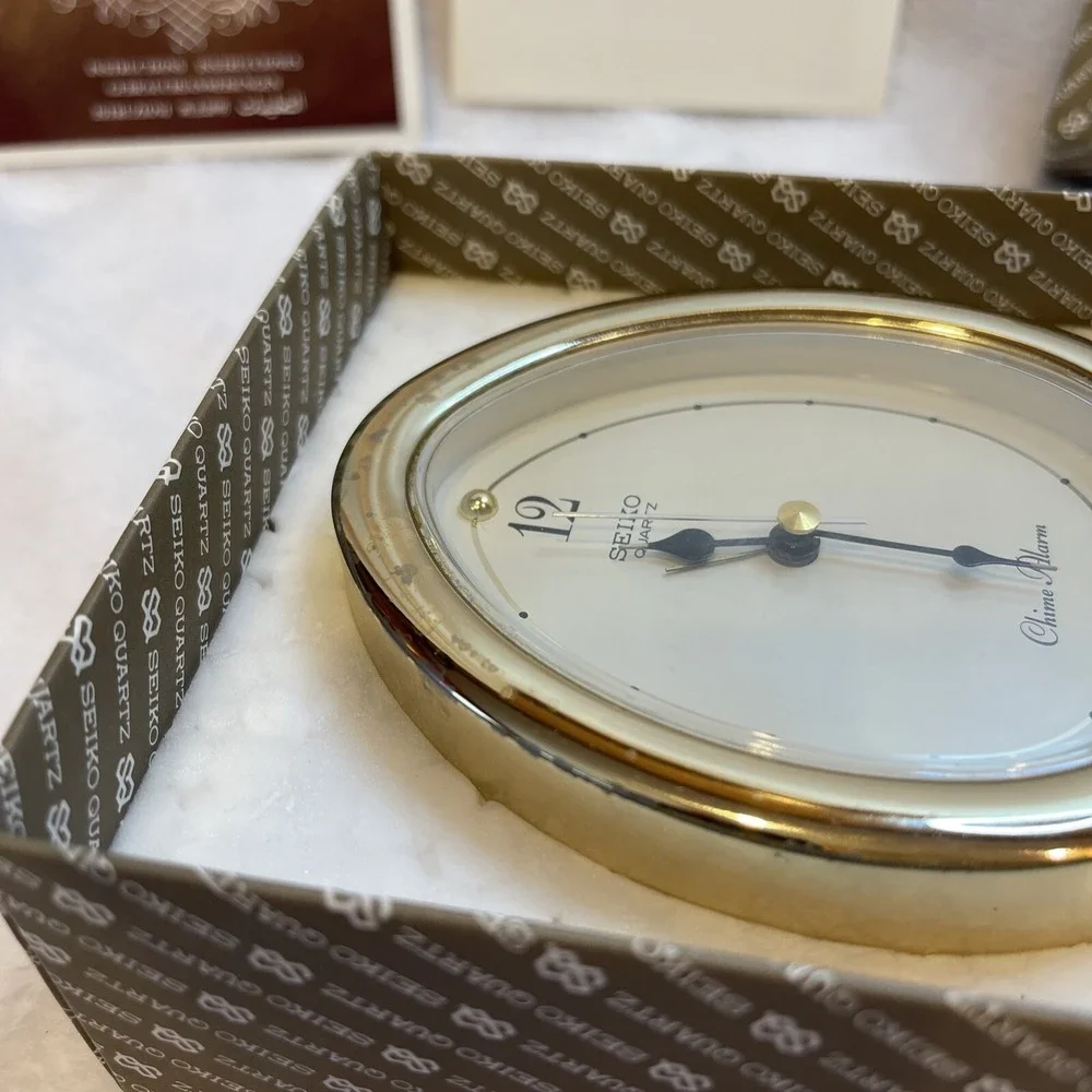 FOR PARTS Vintage Seiko Quartz‎ Chime Alarm Clock Gold Tone